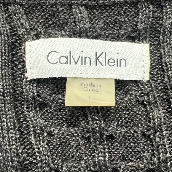 Calvin Klein Women’s Charcoal Gray Long Sleeve Patterned Sweater Dress - Size L - Picture 5 of 10